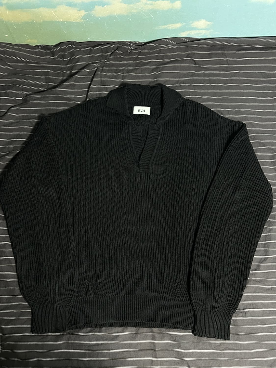 (XL) EQL Open Collar Knit Top (black) 상품이미지3