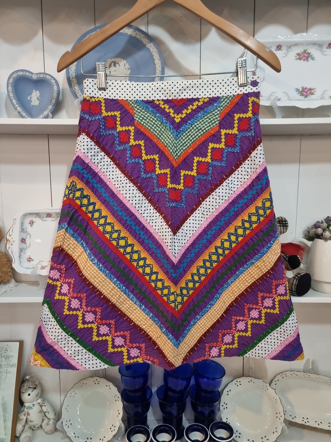 (엔젤블루, ANGEL BLUE) 자수 패치워크스커트 상품이미지1