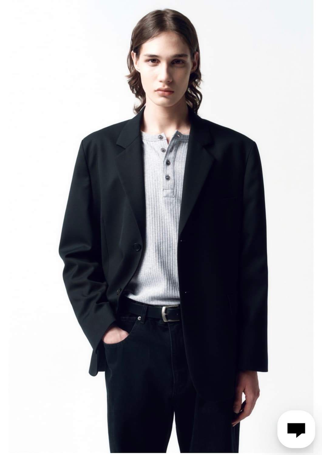 새상품)인사일런스 오버사이즈 울 블레이저 검정 상품이미지1