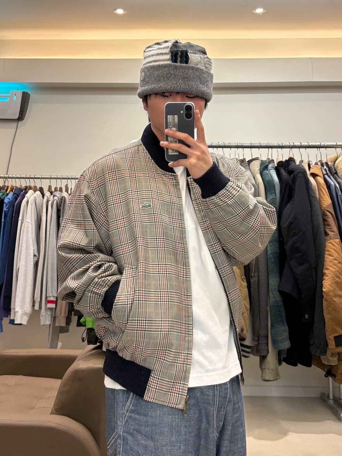 00‘s 라코스테 체크 블루종 자켓 상품이미지6