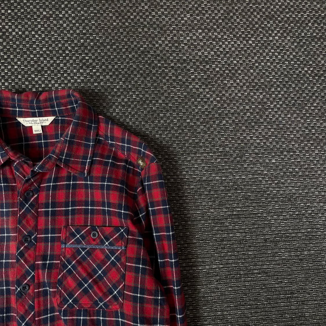 써스데이아일랜드 레드 블루 체크 투포켓 긴팔 셔츠 100 상품이미지3