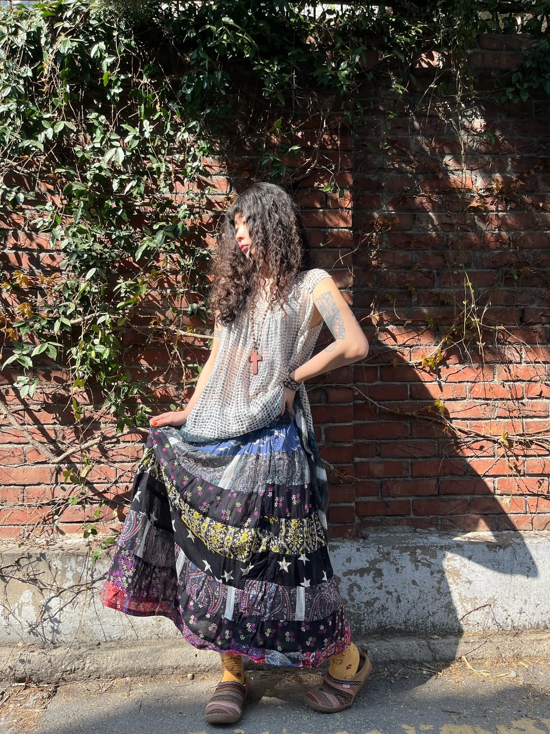 일본 빈티지무드 패치워크 스커트 상품이미지2