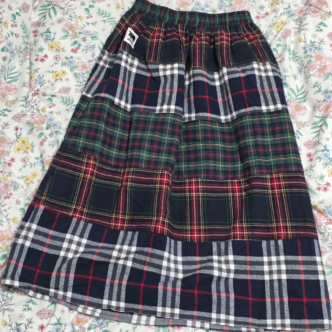 모즈스웨덴 일본빈티지)스즈코 모리걸 타탄체크 패치워크st 롱스커트 상품이미지1