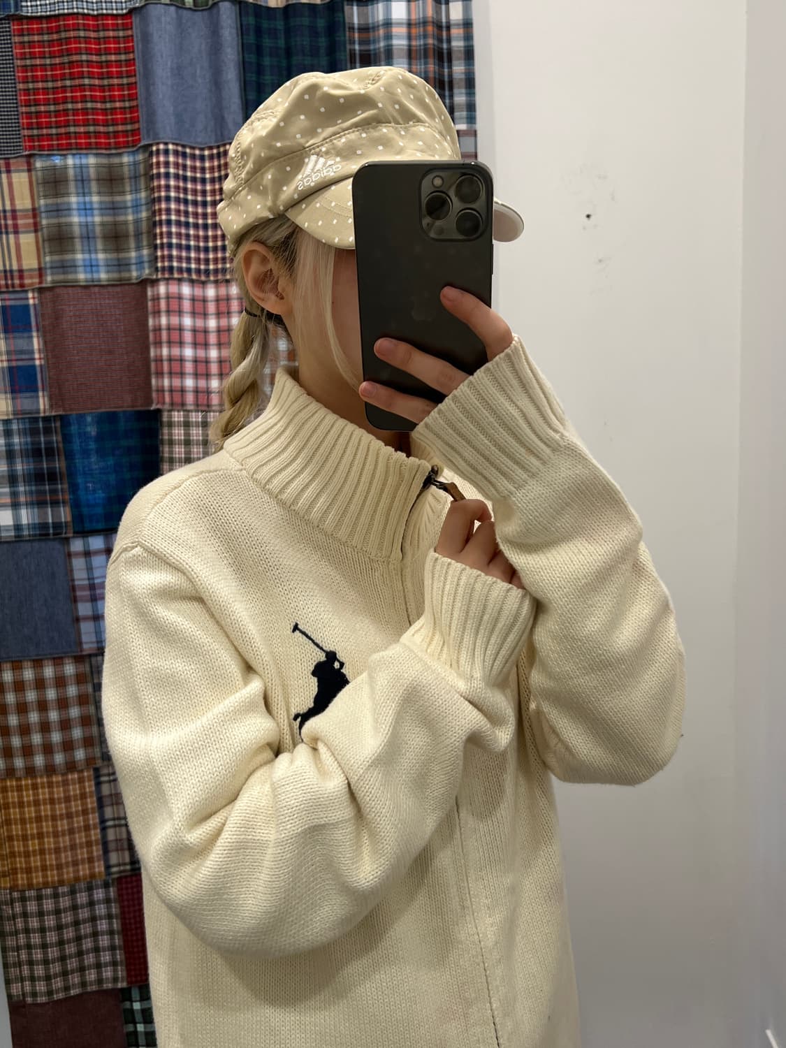 폴로 빅포니 크림 니트 집업 상품이미지2