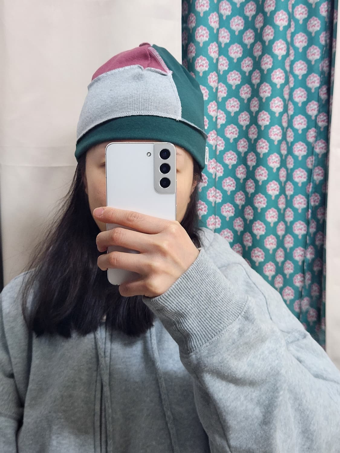 패치워크 오버로크 스티치 비니 - green mix 상품이미지4