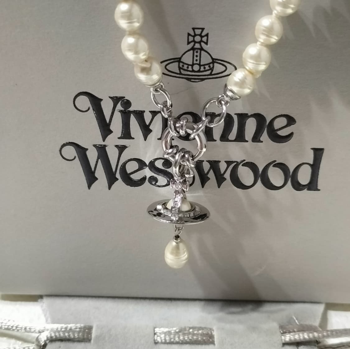 비비안웨스트우드 아카이브 진주 펄 레인드랍 orb 초커 목걸이 상품이미지2