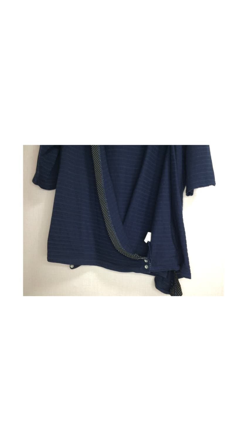 빈티지 네이비 도트라인 7부 소매 버튼 후드 상품이미지4