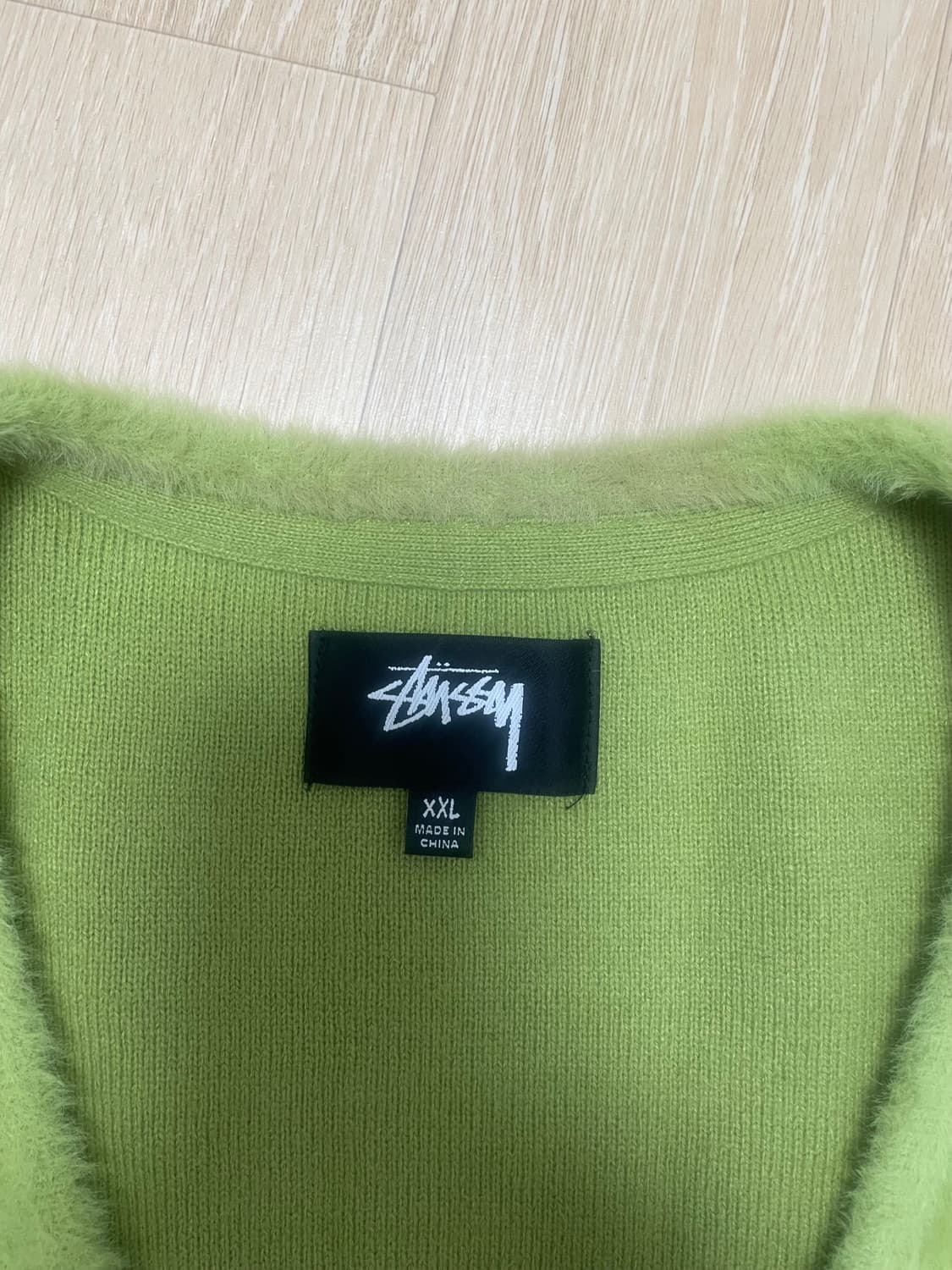 스투시 stussy 쉐기독 가디건 라임 xxl 상태굿 상품이미지4