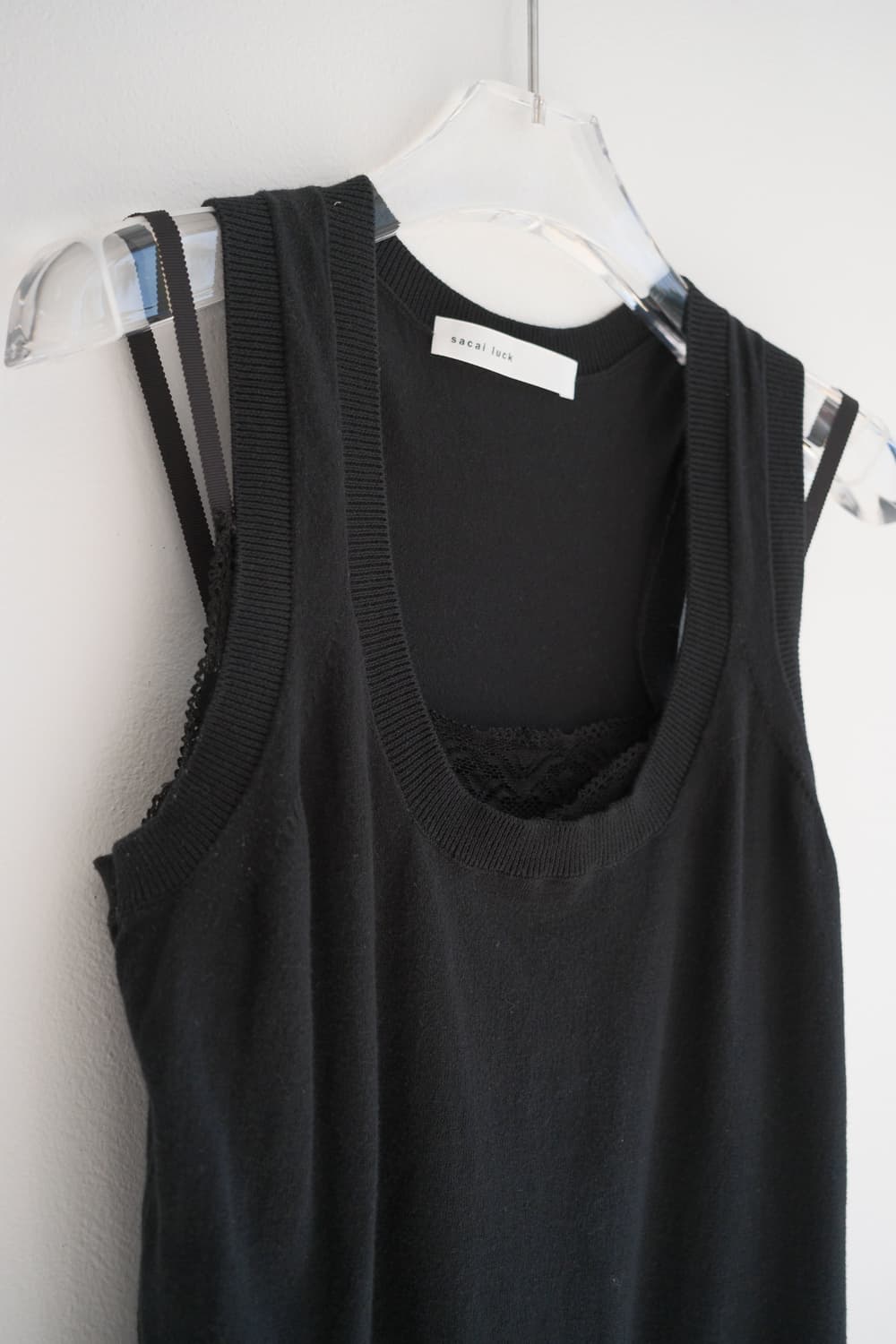 Lace slip layered knitted sleeveless loo 상품이미지5