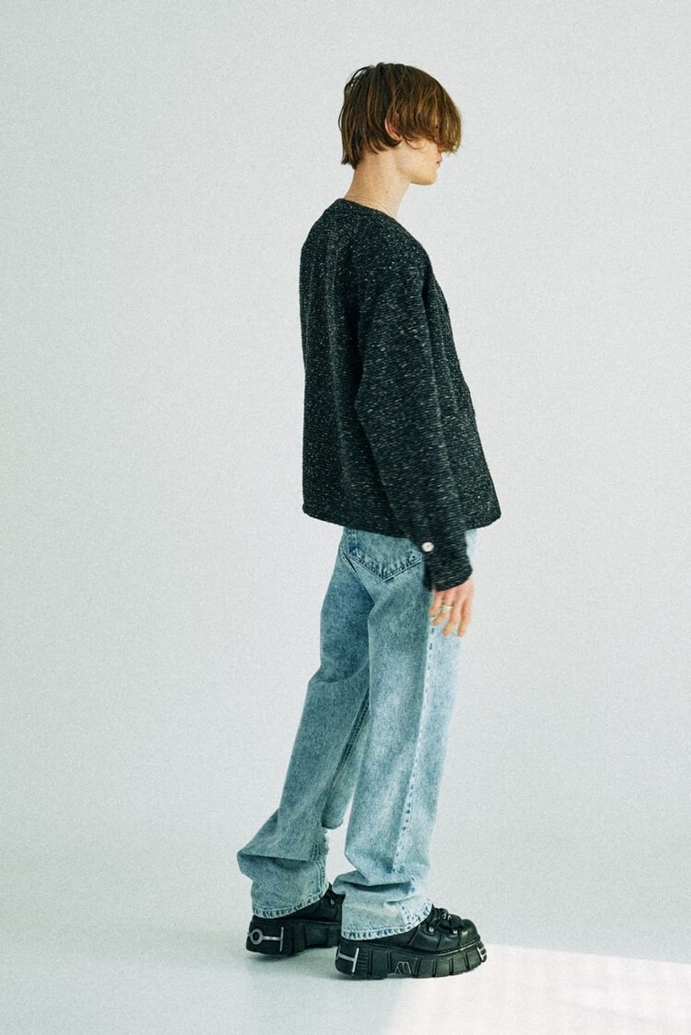 크러쉬어게인 트위드 가디건 자켓 멀티블랙 상품이미지2