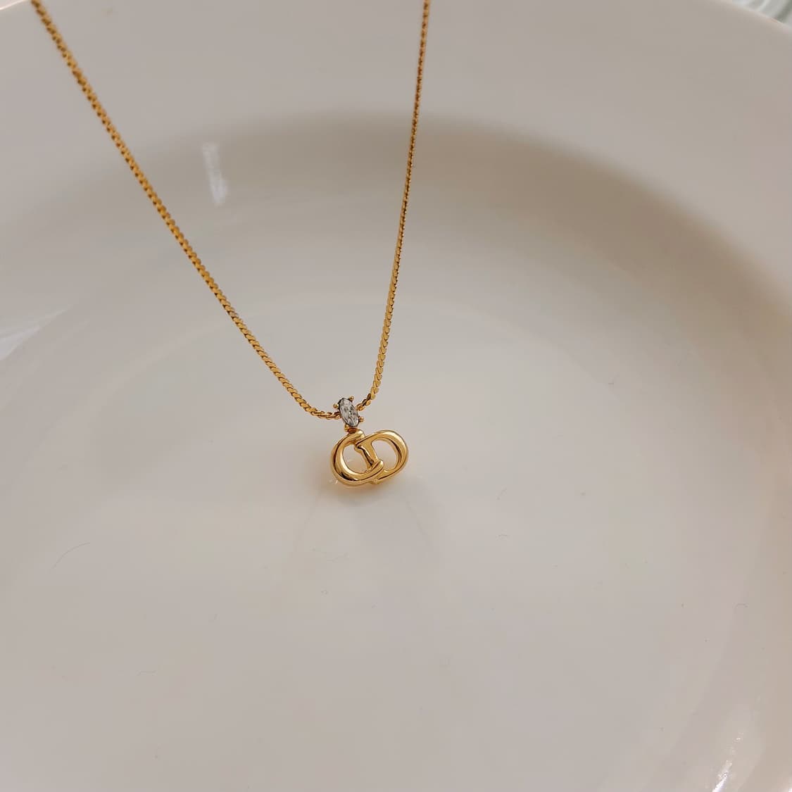 빈티지 디올 CD 로고 큐빅 목걸이 상품이미지4