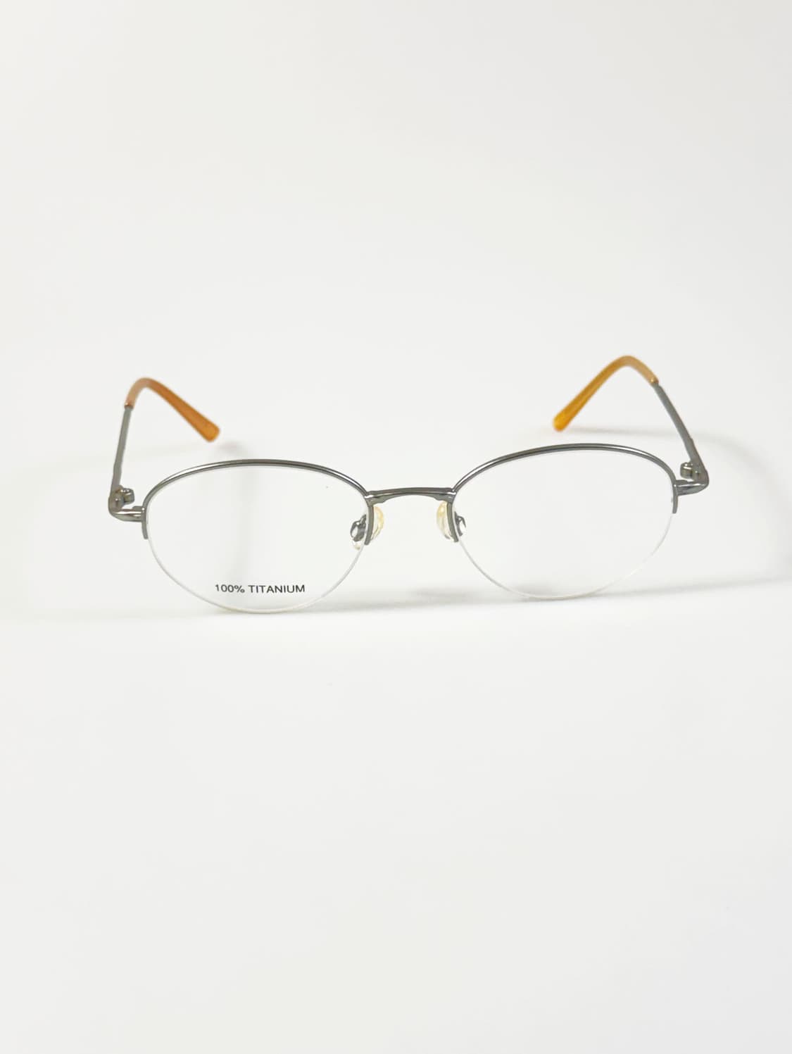 실버 티타늄 슬림 오벌 반무테 메탈 프레임 빈티지 안경 상품이미지2