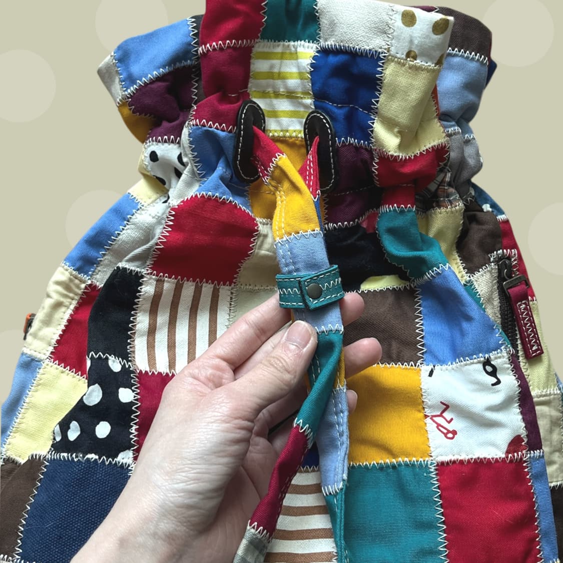 빈티지 캠퍼 모리걸 멀티컬러 패치워크 백팩 짐색 상품이미지3