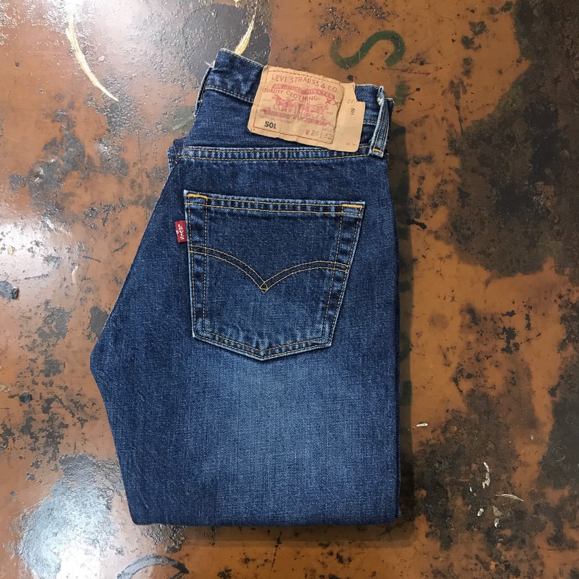 리바이스 501 진청 워시드 데님 팬츠 허리 25 사이즈 상품이미지1