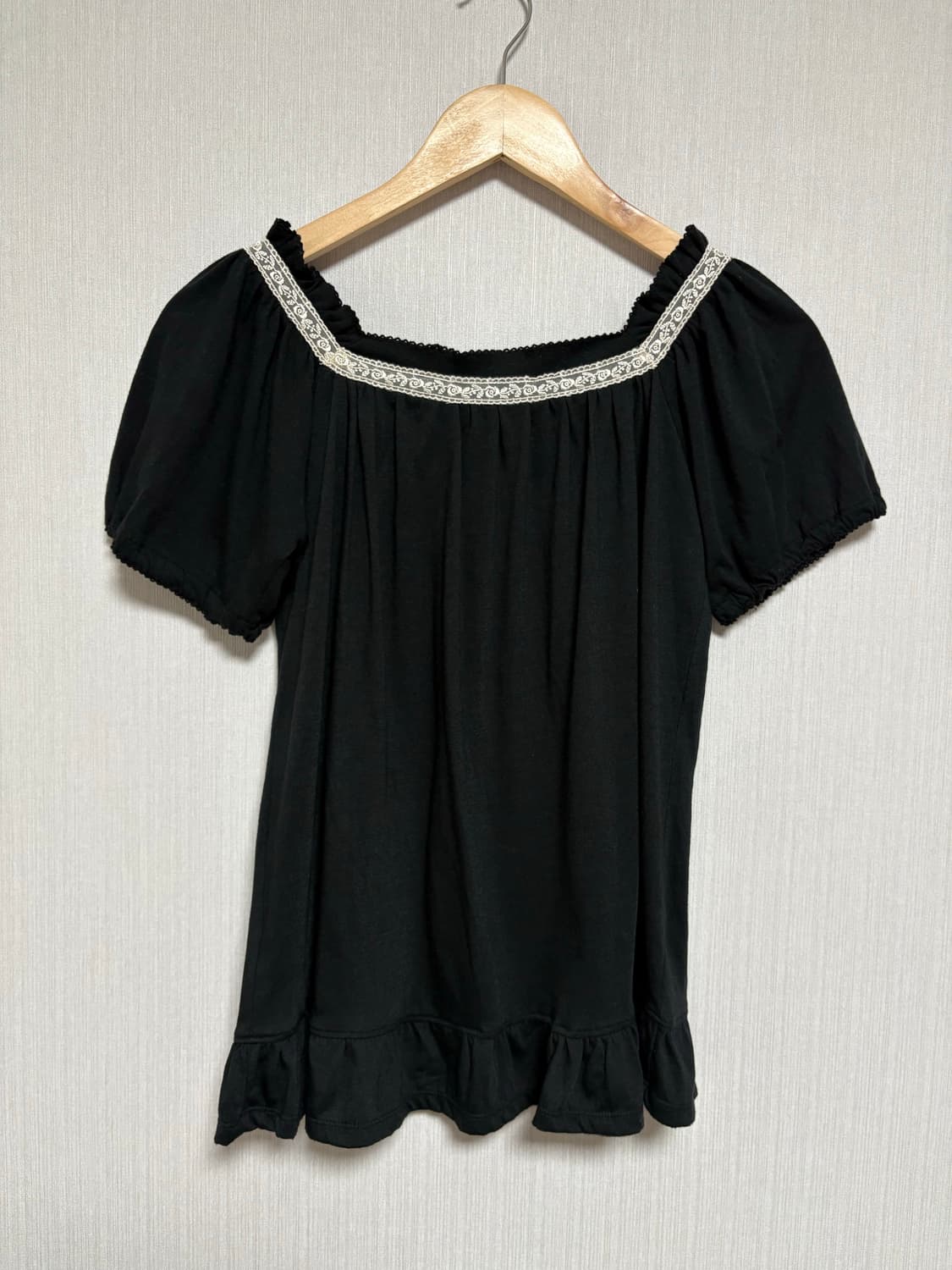 블랙 레이스 리본 블라우스 상품이미지9