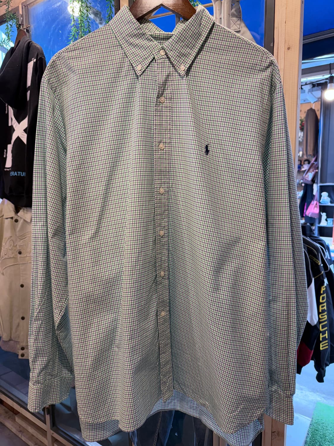 폴로 랄프로렌 네이비포니 그린 체크셔츠 상품이미지1