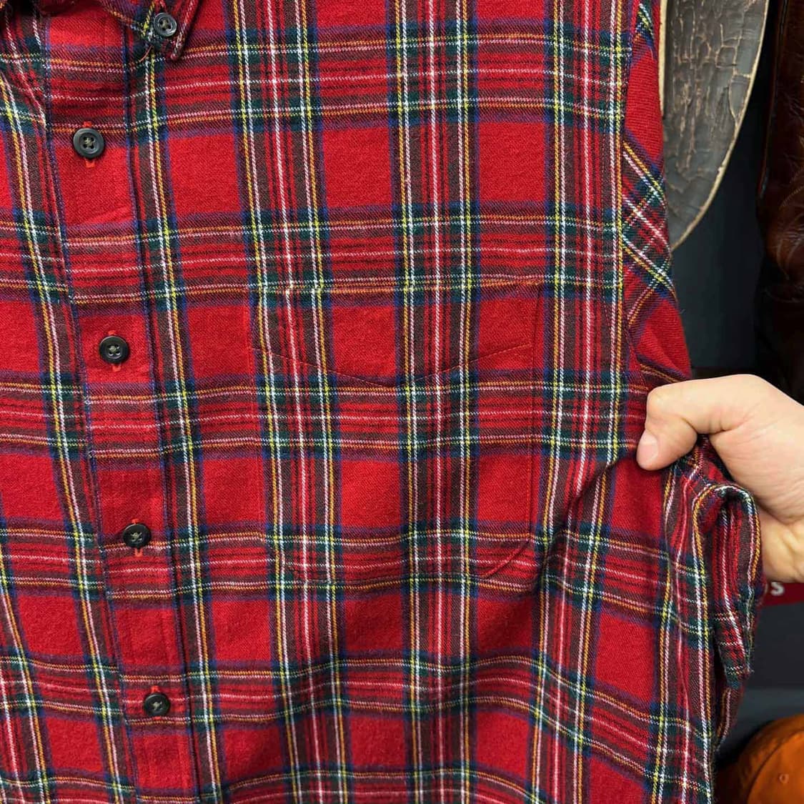 90s L.L.Bean 엘엘빈 체크 포켓 플란넬 셔츠 N493 상품이미지5
