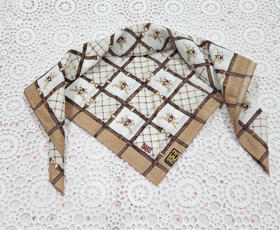 닥스(DAKS) 런던 승마 체크 손수건 새상품 상품이미지1