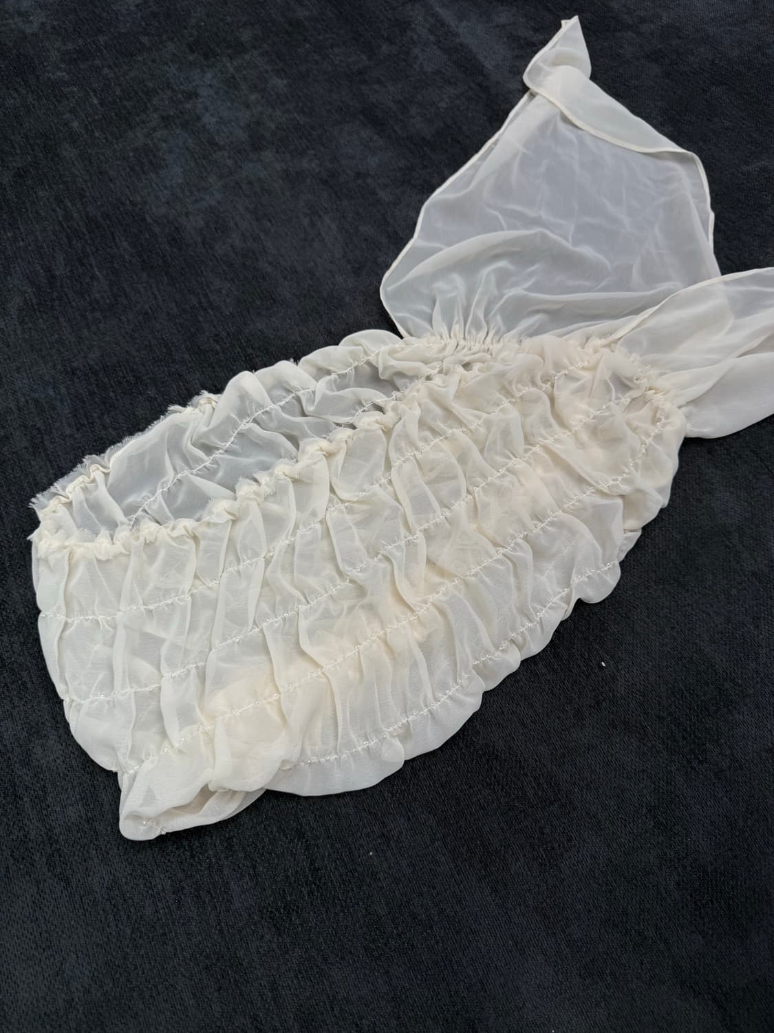 빈티지 아이보리 셔링 스카프 상품이미지2