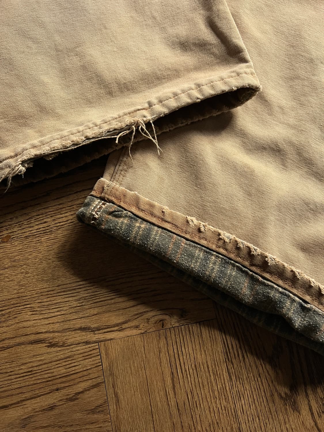 [36]칼하트 Made in USA 체크 라이닝 브라운 싱글니 워크 팬츠 상품이미지5