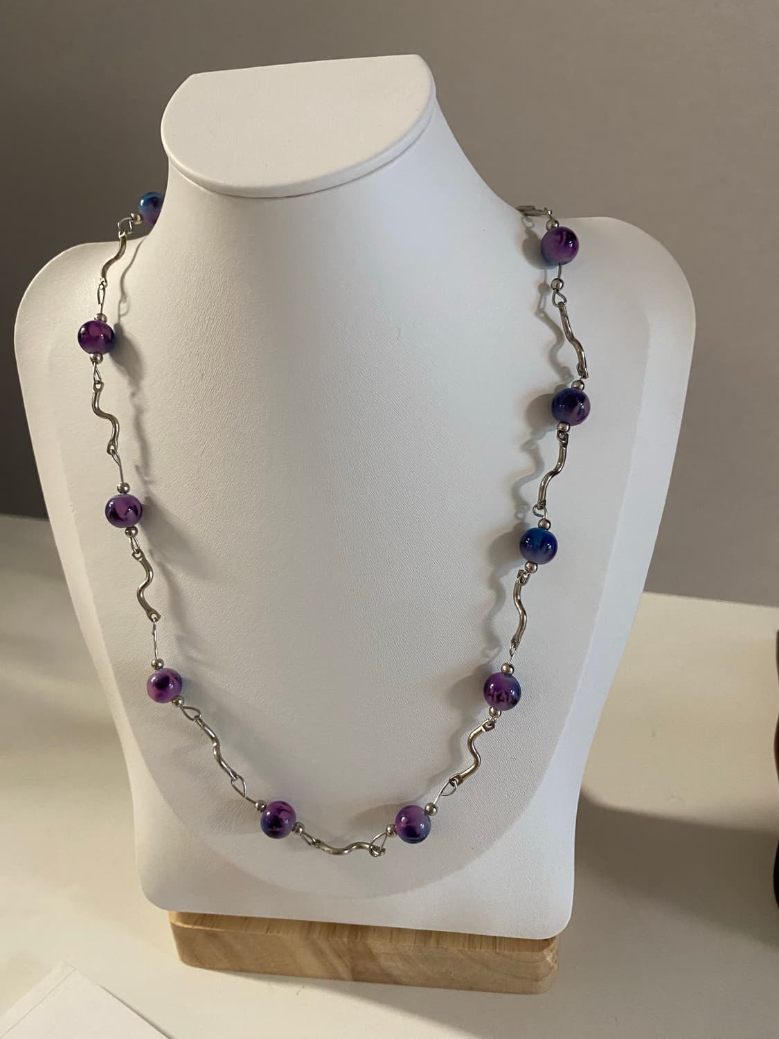 빈티지 퍼플 블루 구슬 목걸이 상품이미지3