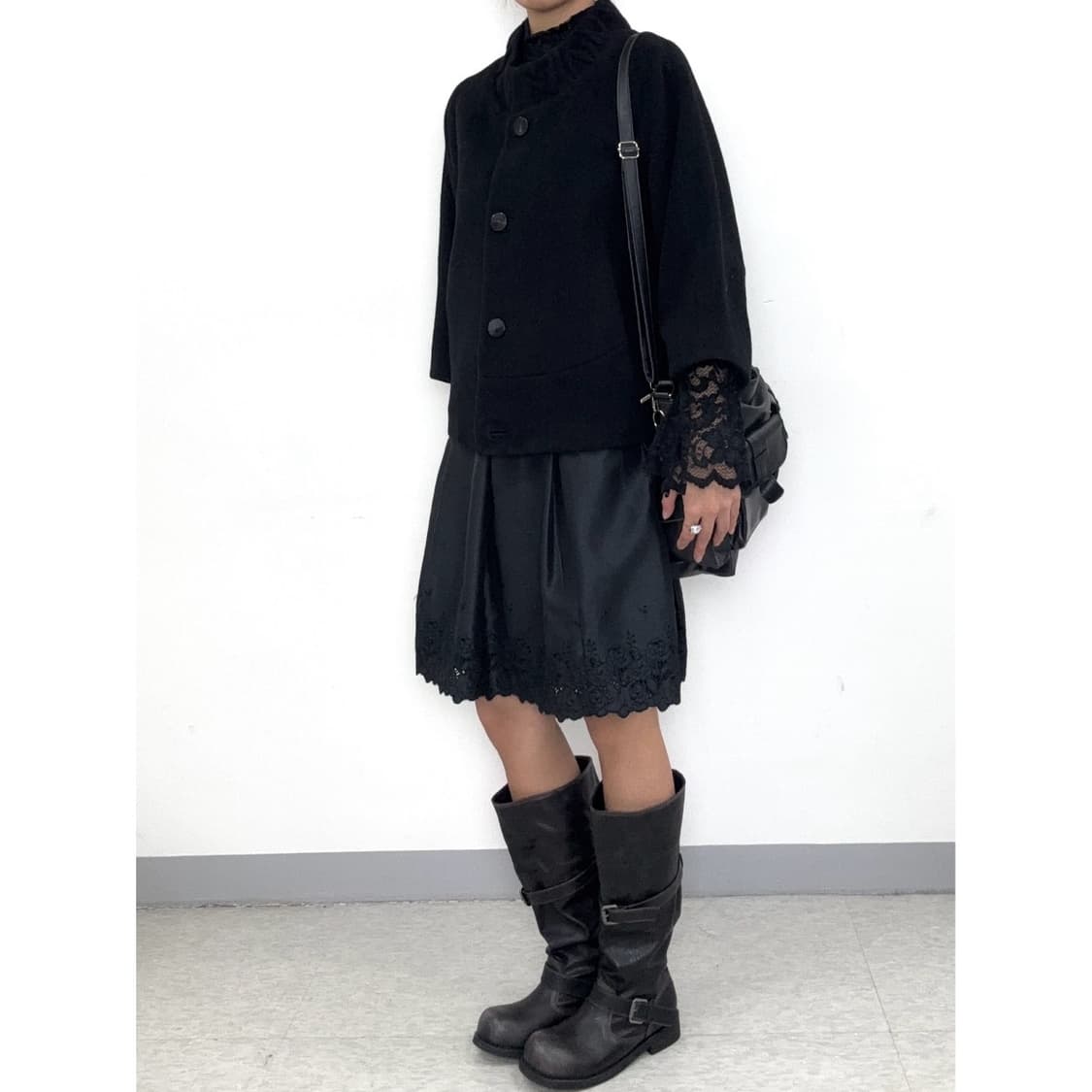 빈티지 블랙 울 자켓 하프 코트 상품이미지3