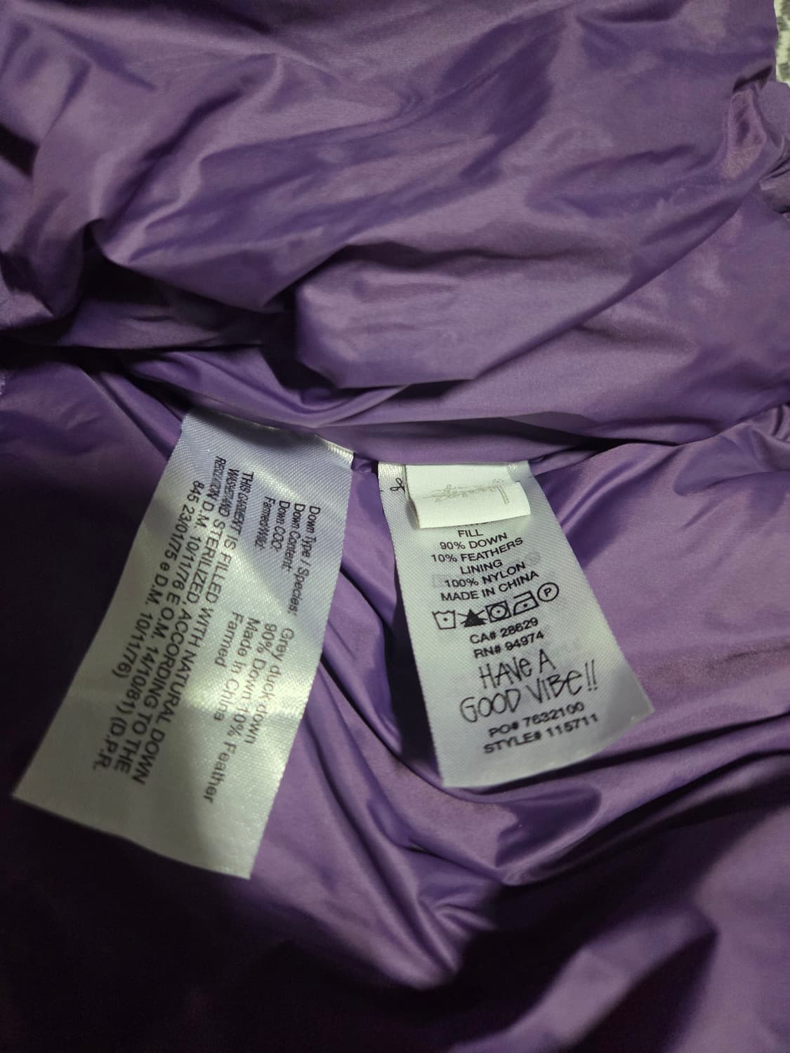 스투시 다운 패딩 퍼플 L 상품이미지4