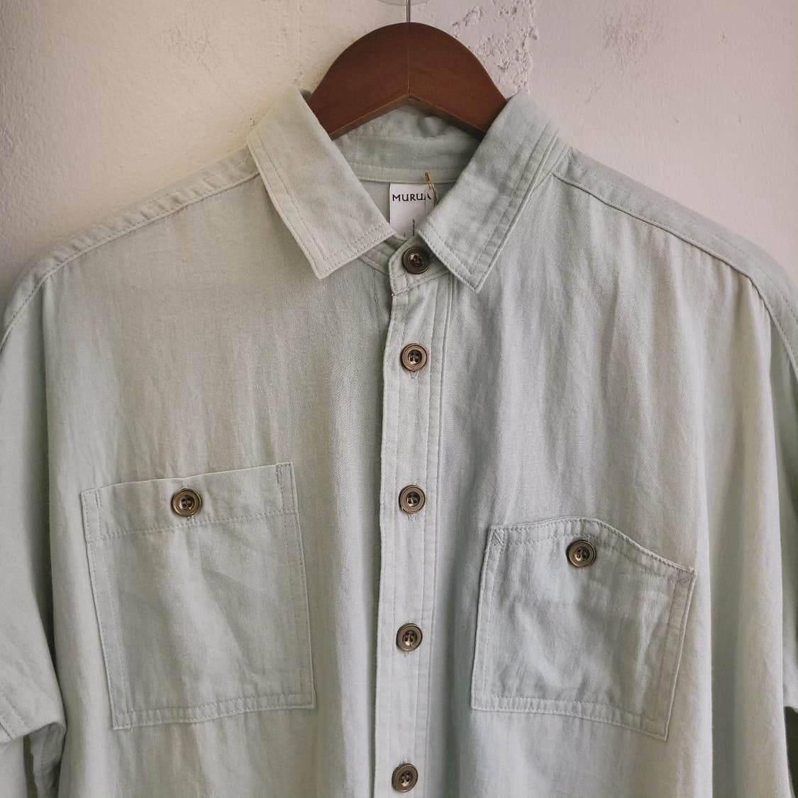 Murua 민트그린 브론즈버튼 셔츠 상품이미지3
