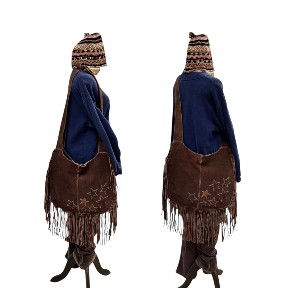 히스테릭글래머 스웨이드 프린지 숄더백 브라운 상품이미지9