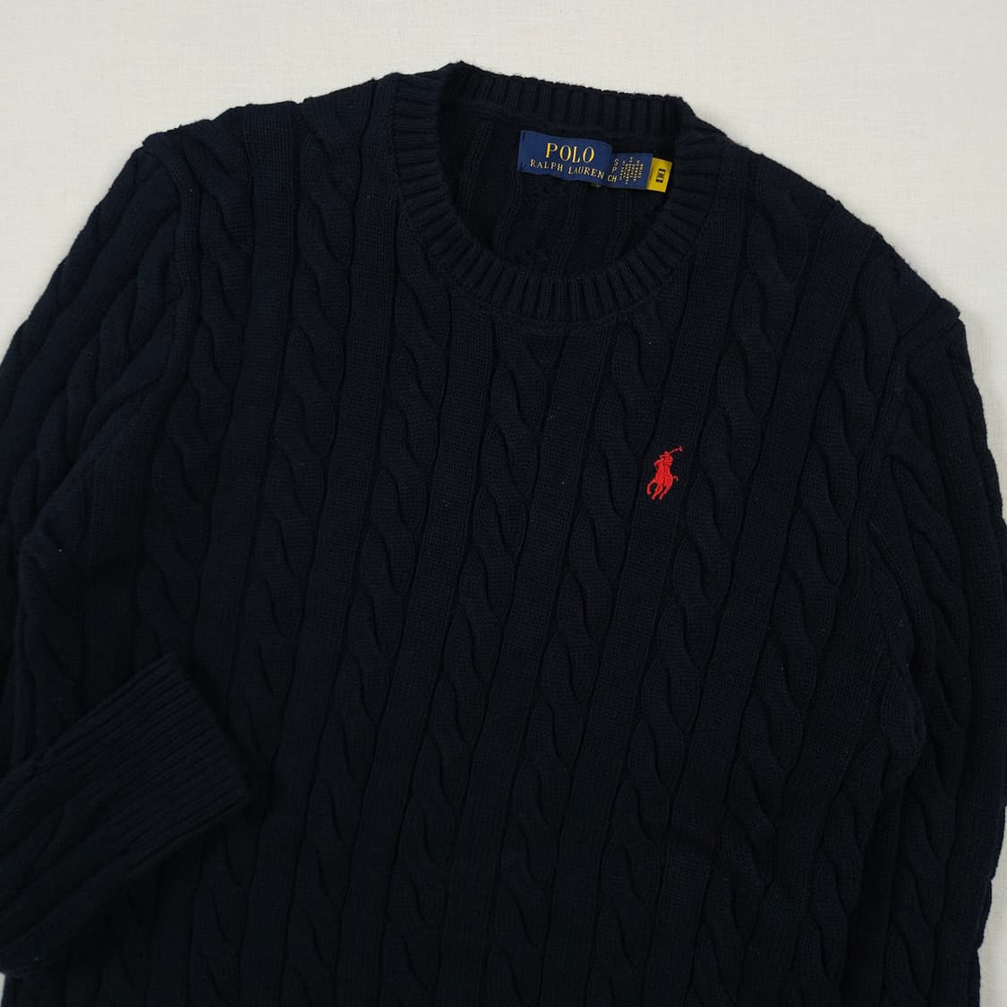 S(90)폴로 랄프로렌 라운드 케이블니트 네이비 상품이미지1
