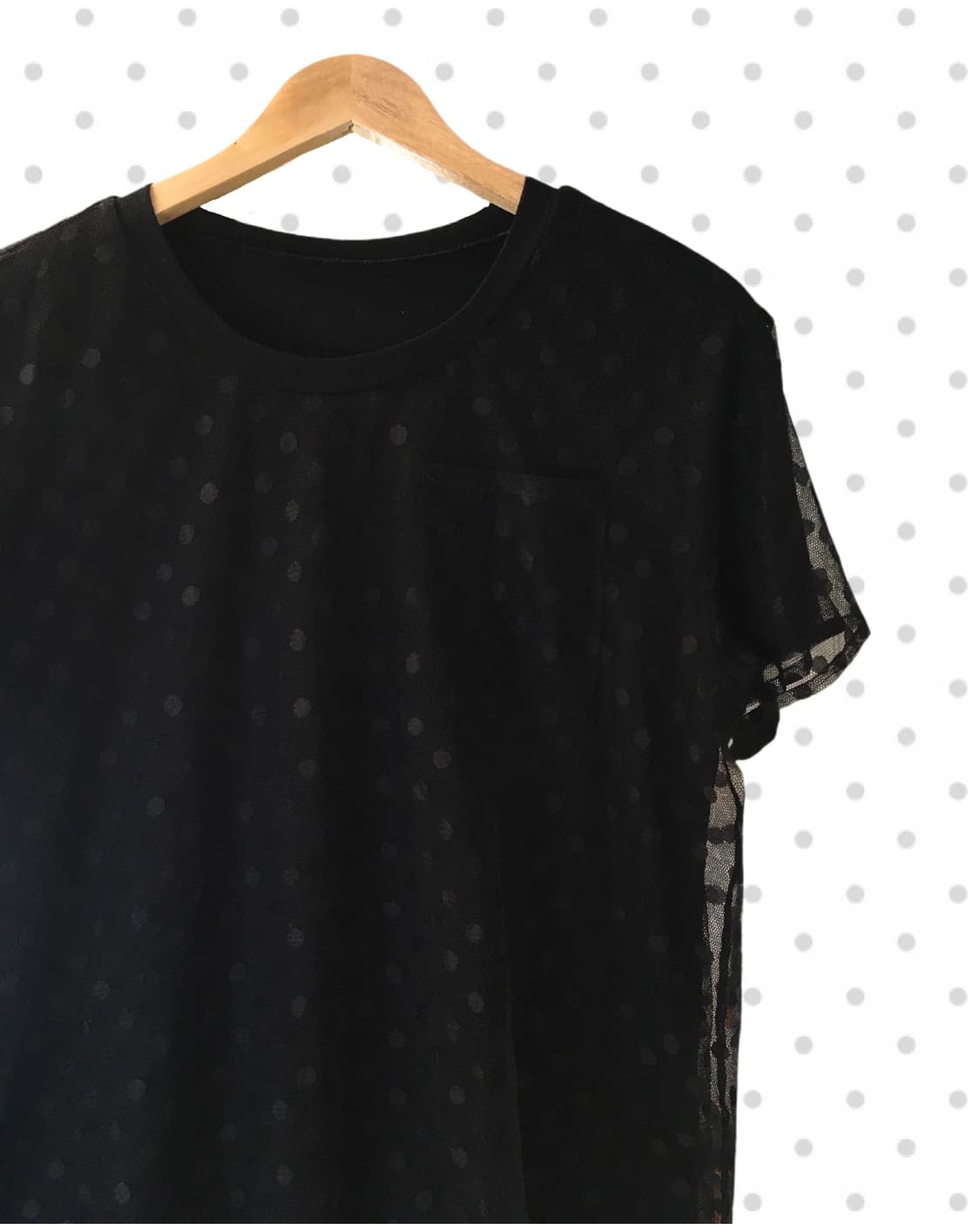 vintage sheer dot pattern mesh top black 상품이미지7
