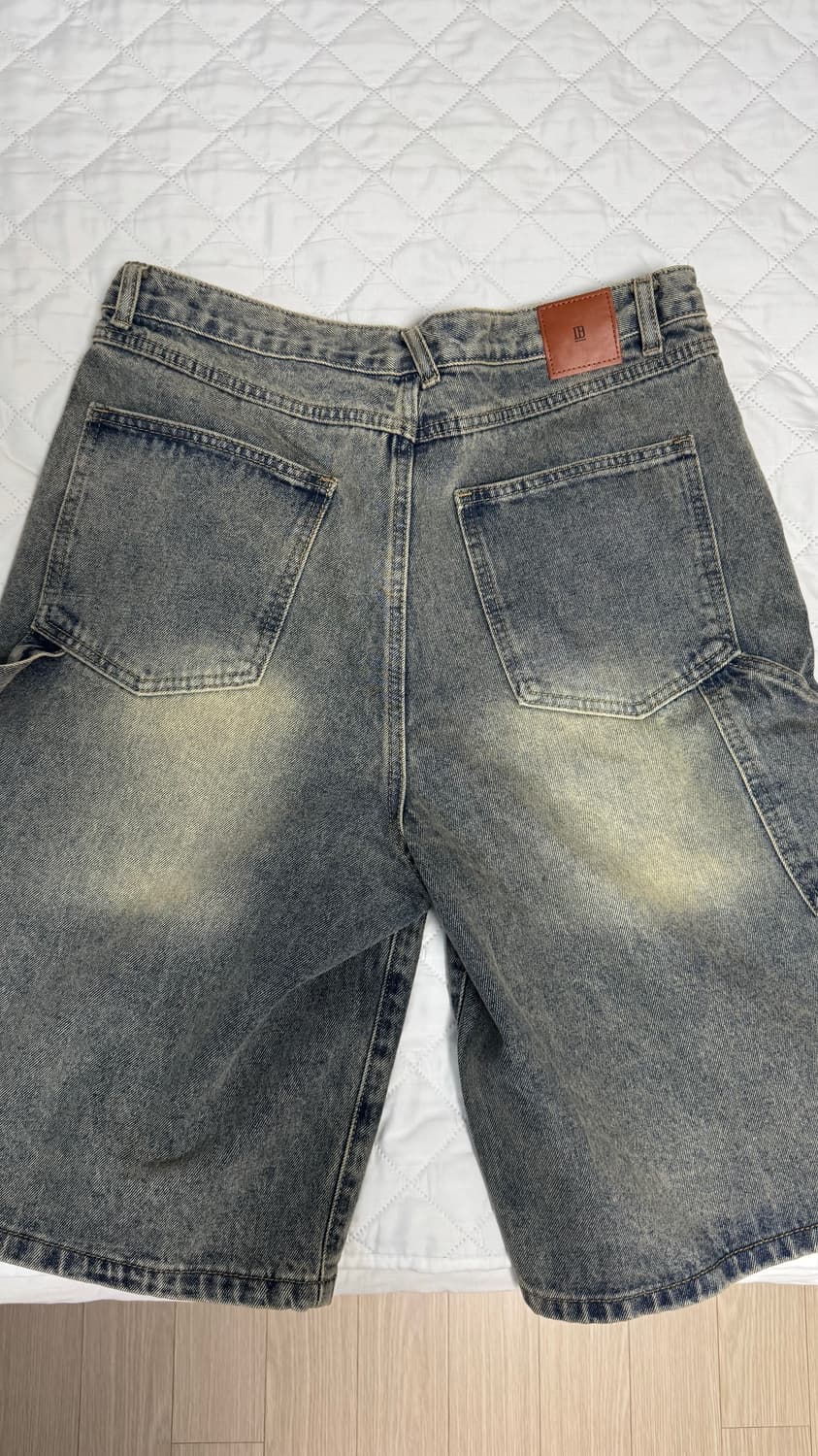 빈티지 워싱 카펜터 데님 버뮤다 팬츠 상품이미지3