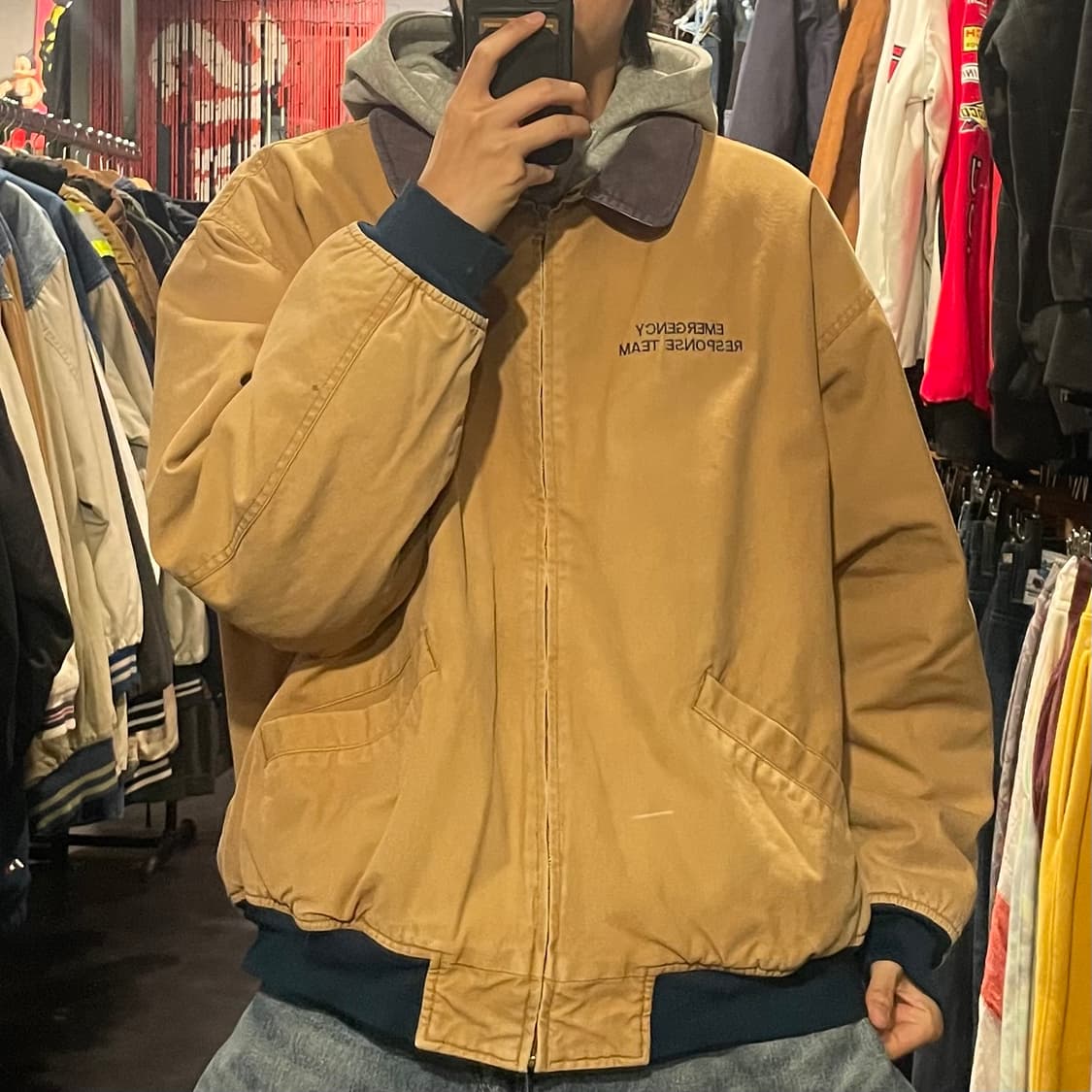 [IM] Vtg 베이지 카라 자수 워크자켓 상품이미지5