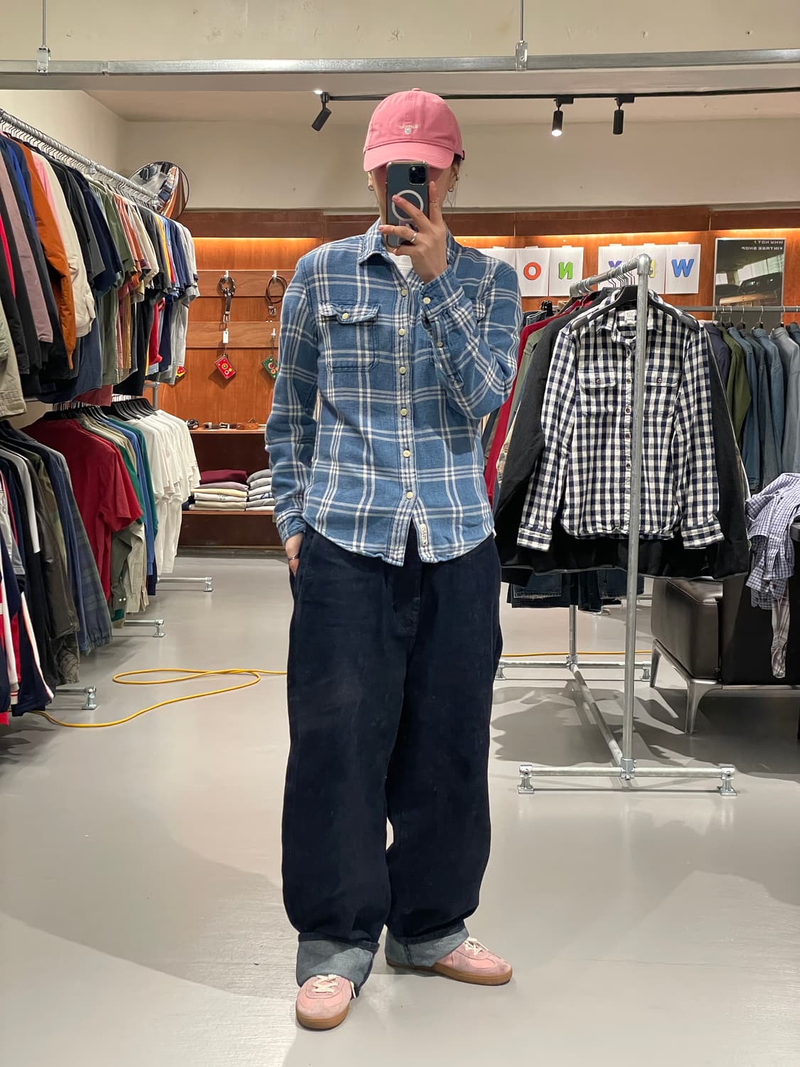 빈티지 체크 플란넬 셔츠(블루)   상품이미지3