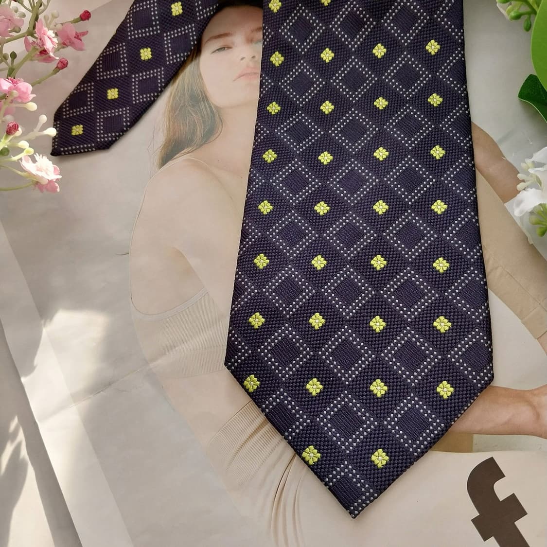 소니아 리키엘 실크 미니 지오메트릭 넥타이 10cm A+등급 K1598
 상품이미지3