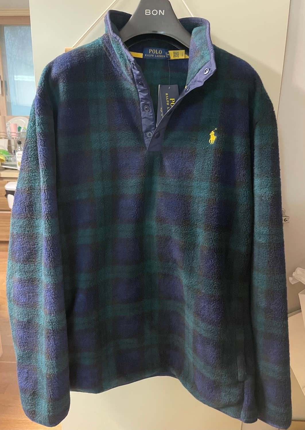 폴로 타탄체크 블랙와치 반집업 플리스 신칠라 2XL 새제품 상품이미지1