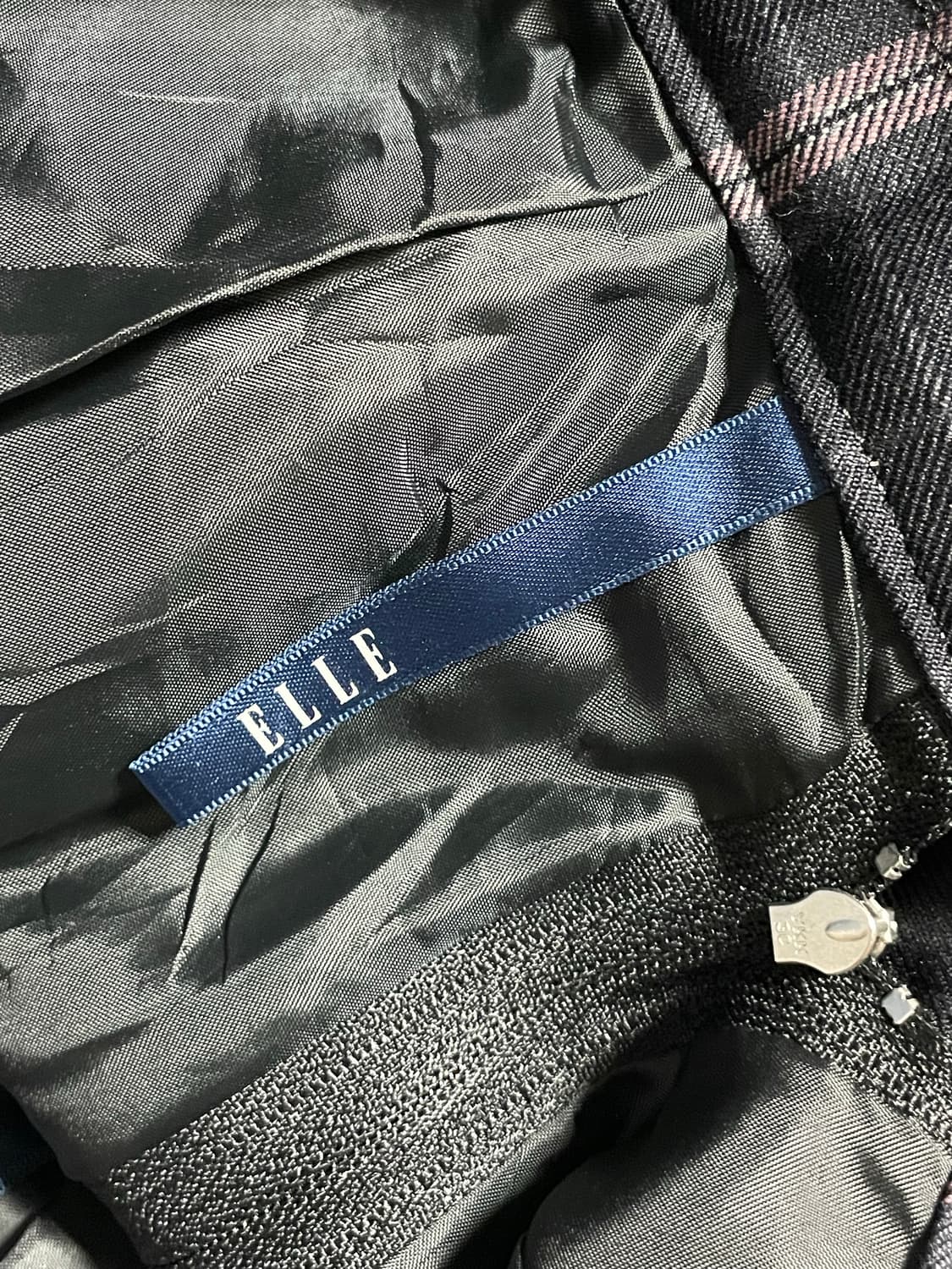 ELLE navy plaid skirt 상품이미지3