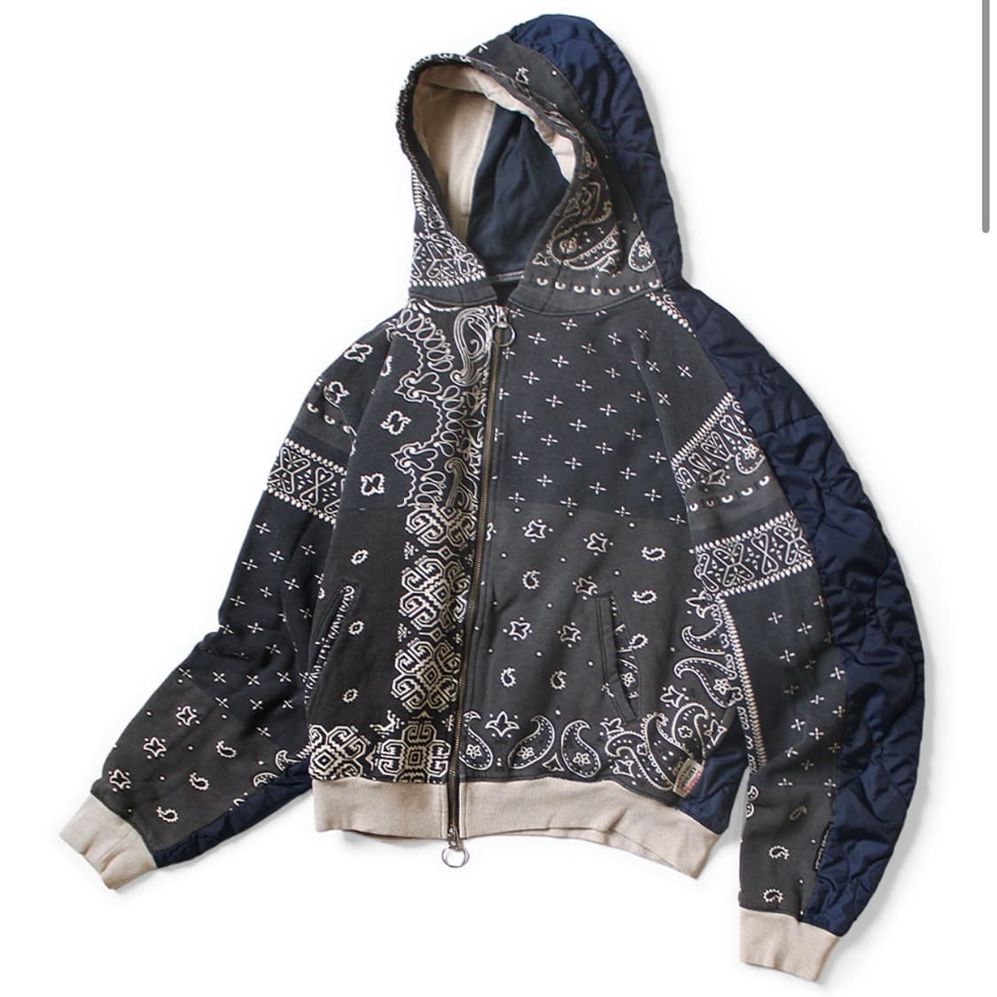 새상품) Kapital 캐피탈 플리스 반다나 비부악 후드 블루종 블랙 상품이미지2