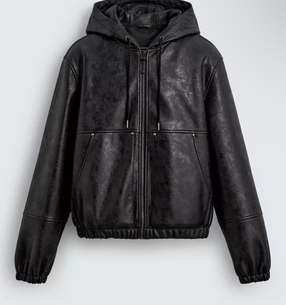 자라 후드 가죽효과 점퍼 상품이미지1