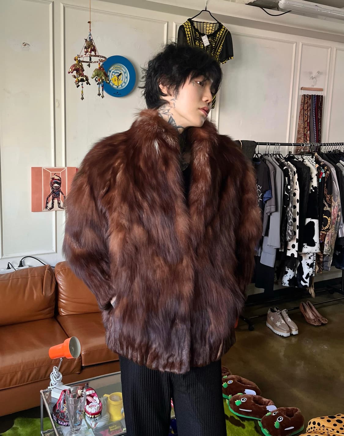 SAGA Fox Real Brown Fur Dolman Coat 상품이미지2