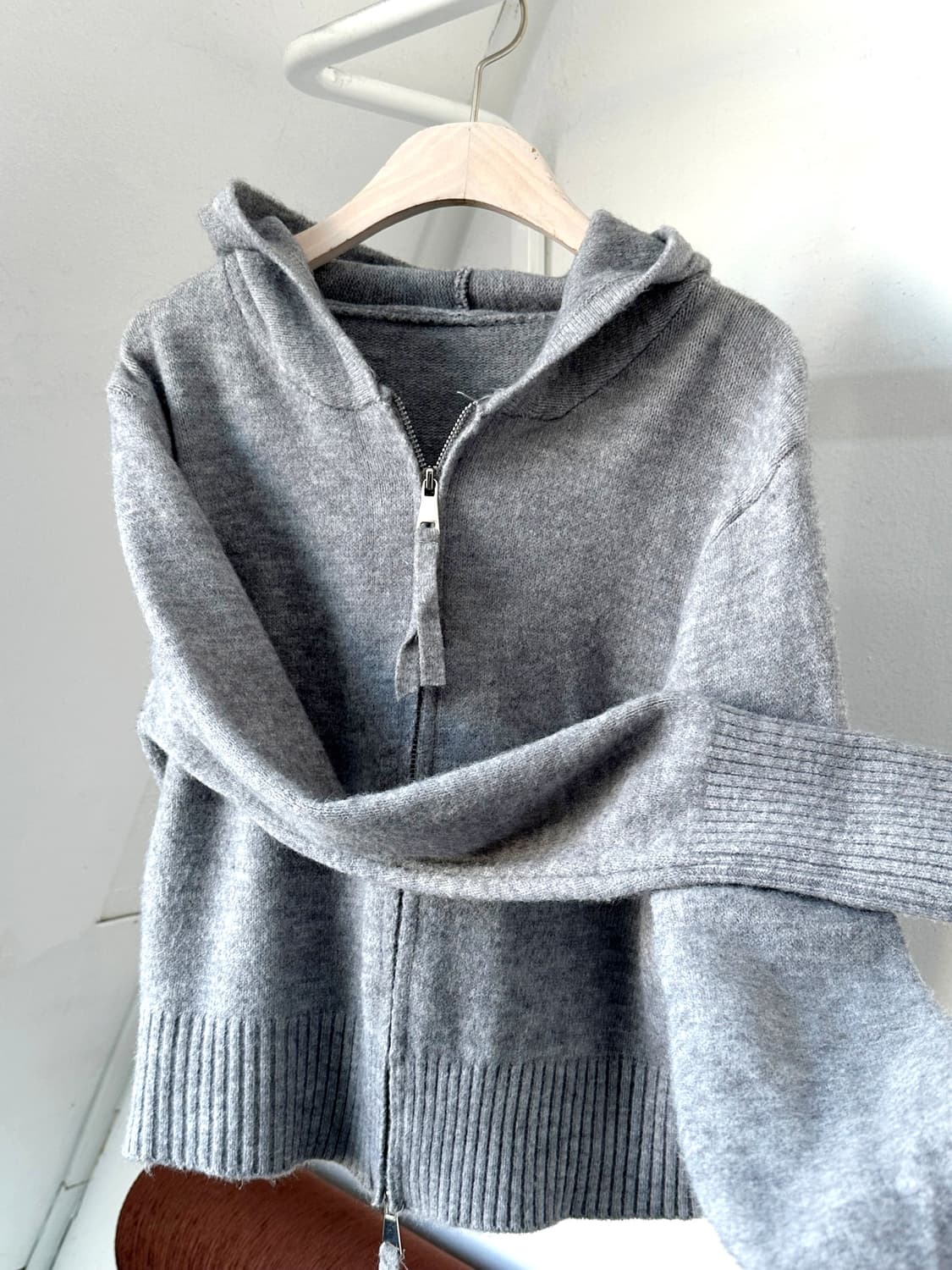 2way zip design hooded knit parka 상품이미지1