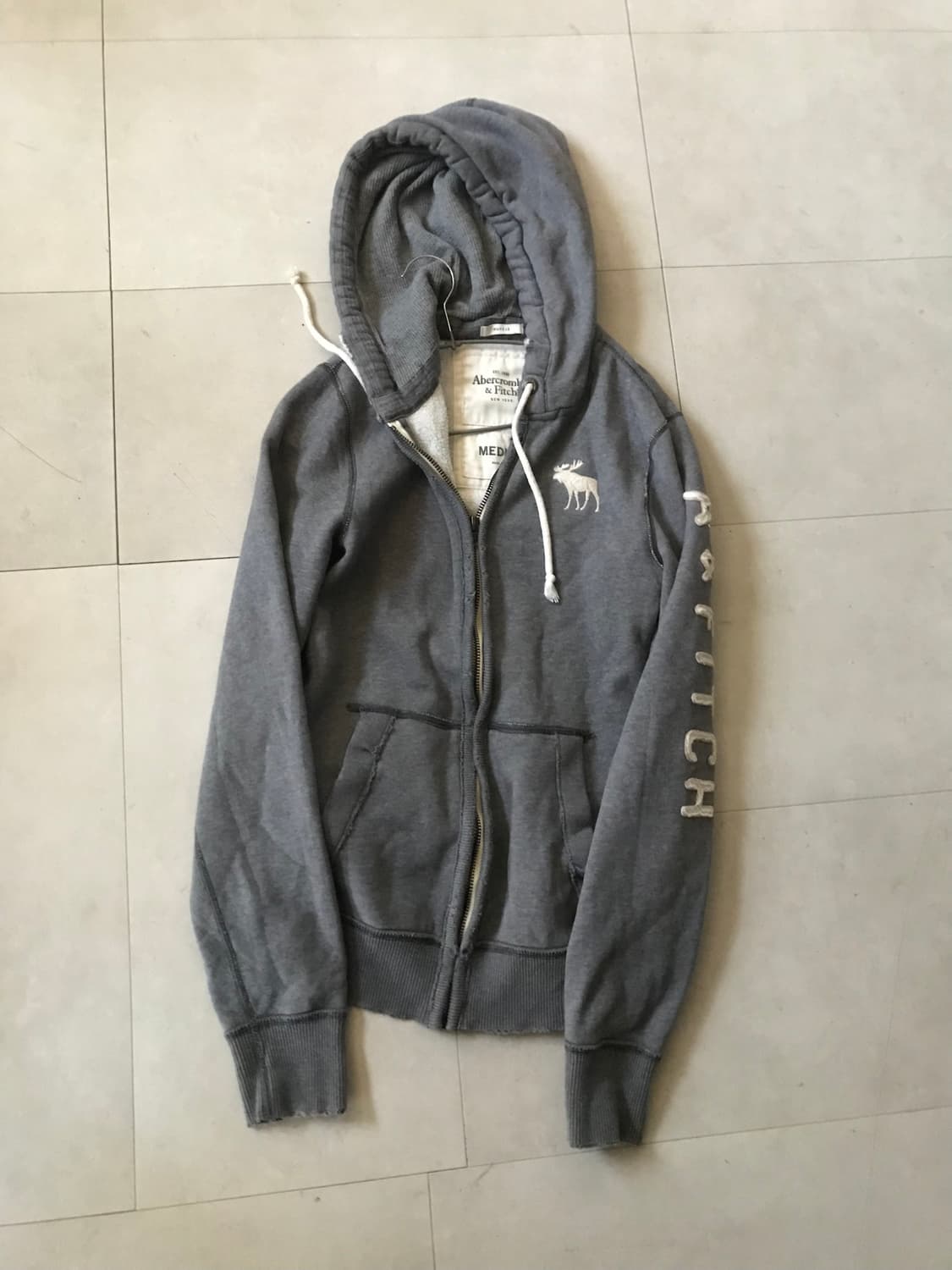아베크롬비 그레이 사이드로고 후드집업 상품이미지7