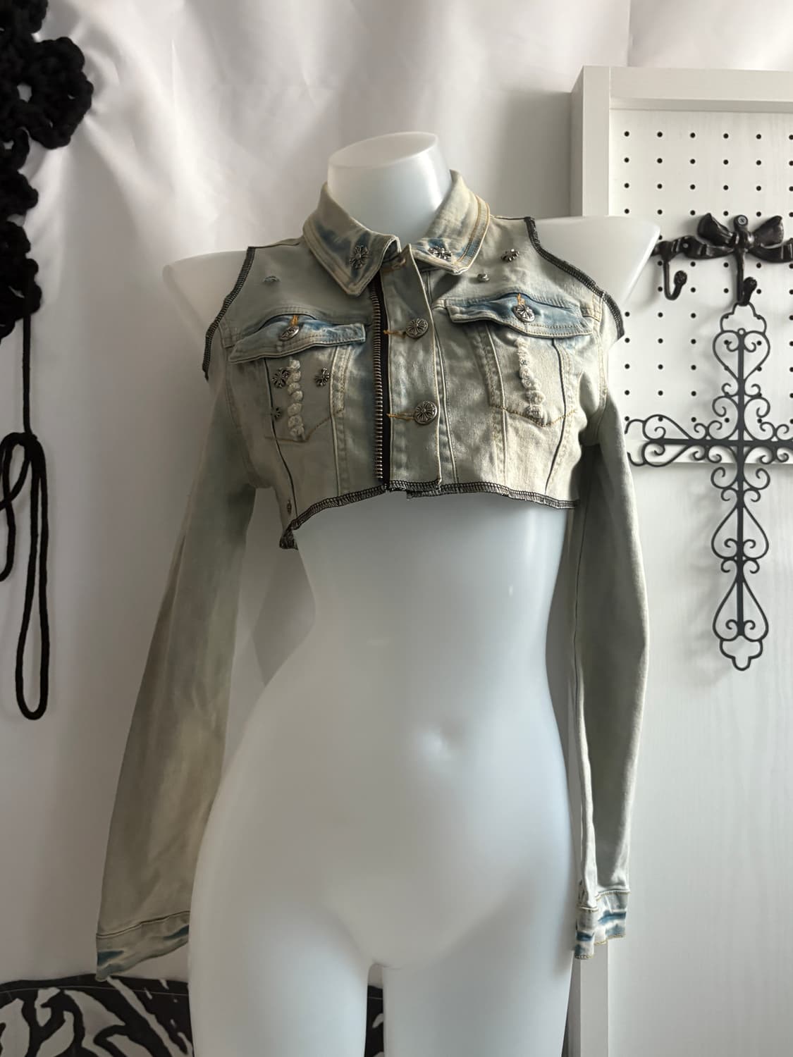 • Light sky blue cutoff detail denim jac 상품이미지1