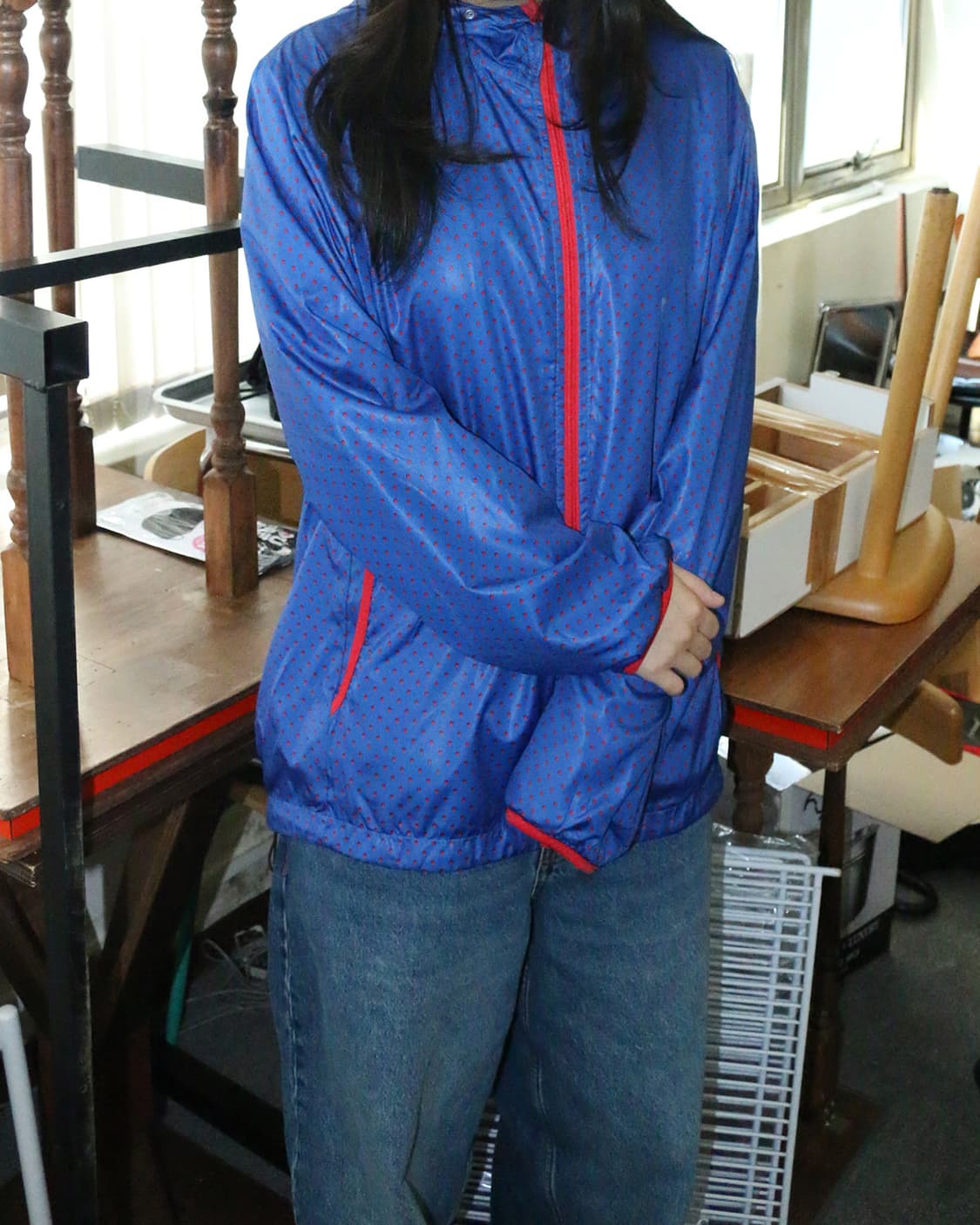 도트 블루 윈드브레이커 자켓  상품이미지1