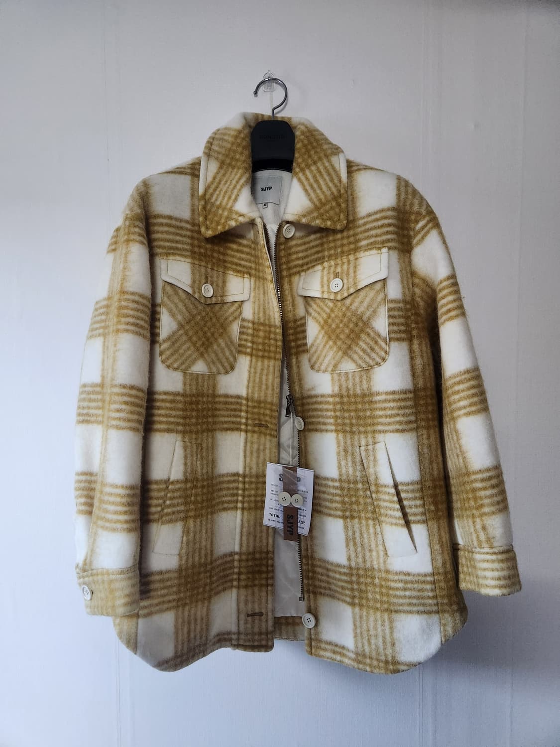 SJYP 한섬 시스템 SJ 타탄체크 겨울 울 코트 셔켓 44~55 사이즈 상품이미지1