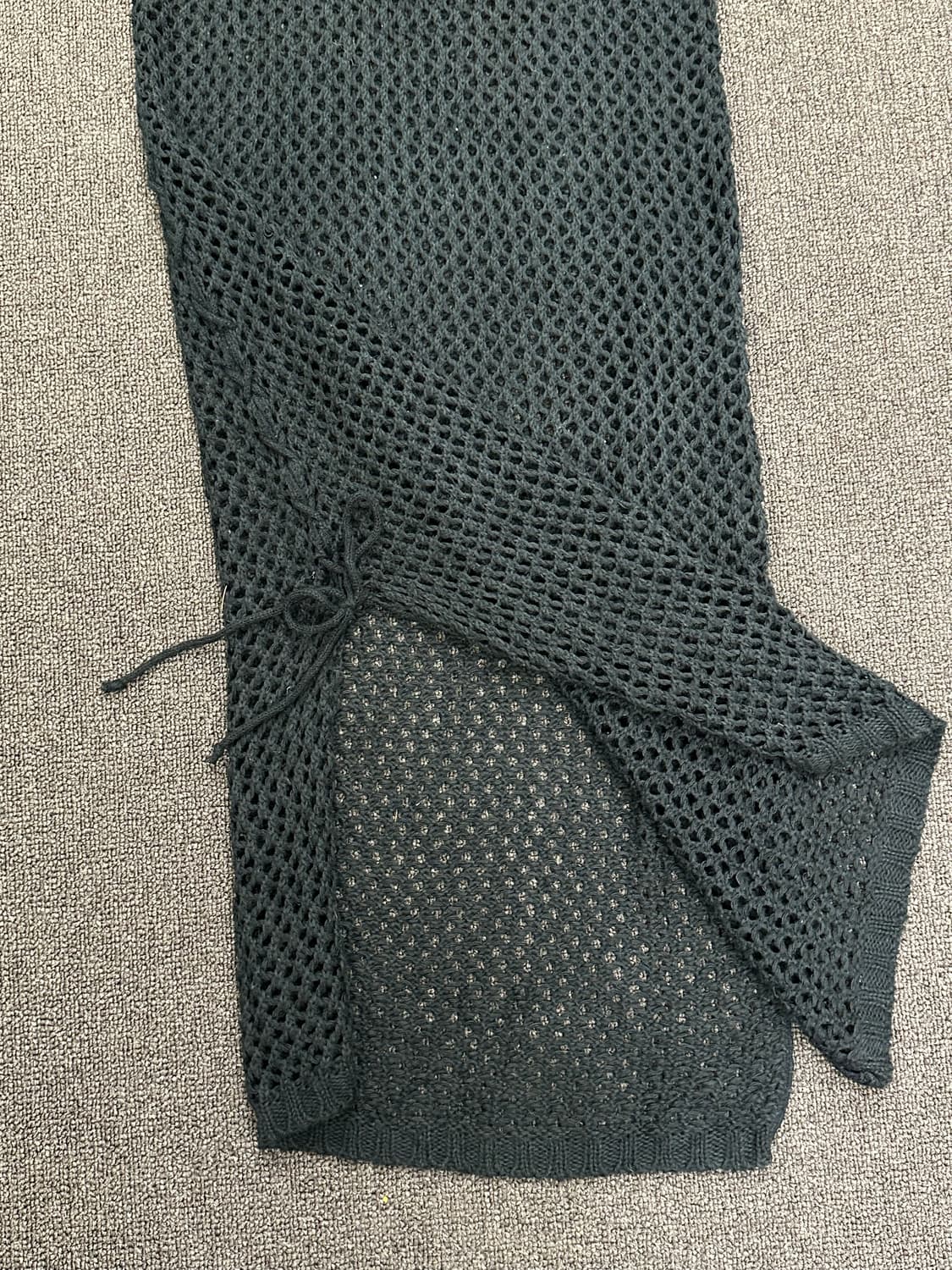 OS)Japanese vintage 여성 블랙 크로셰 나시 니트 원피스 상품이미지4