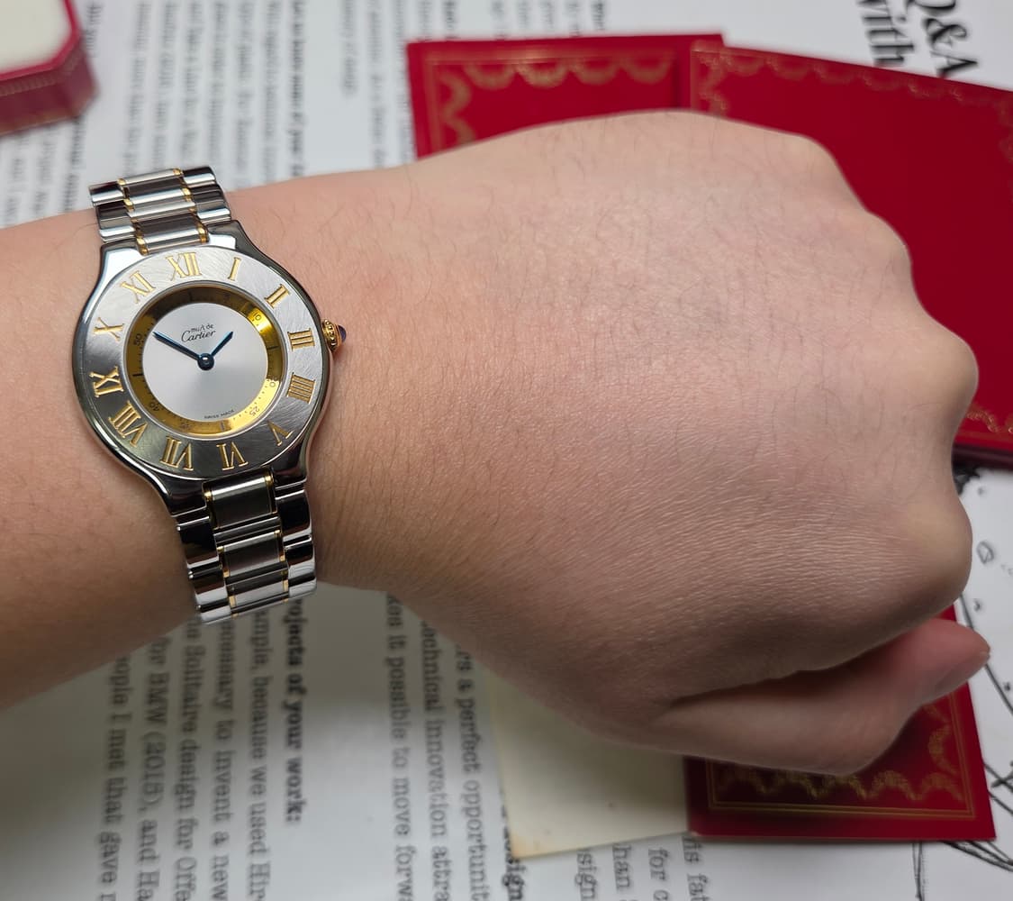 빈티지 까르띠에 머스트드 21C 콤비 31mm 남녀공용 블루핸즈 쿼츠  상품이미지8