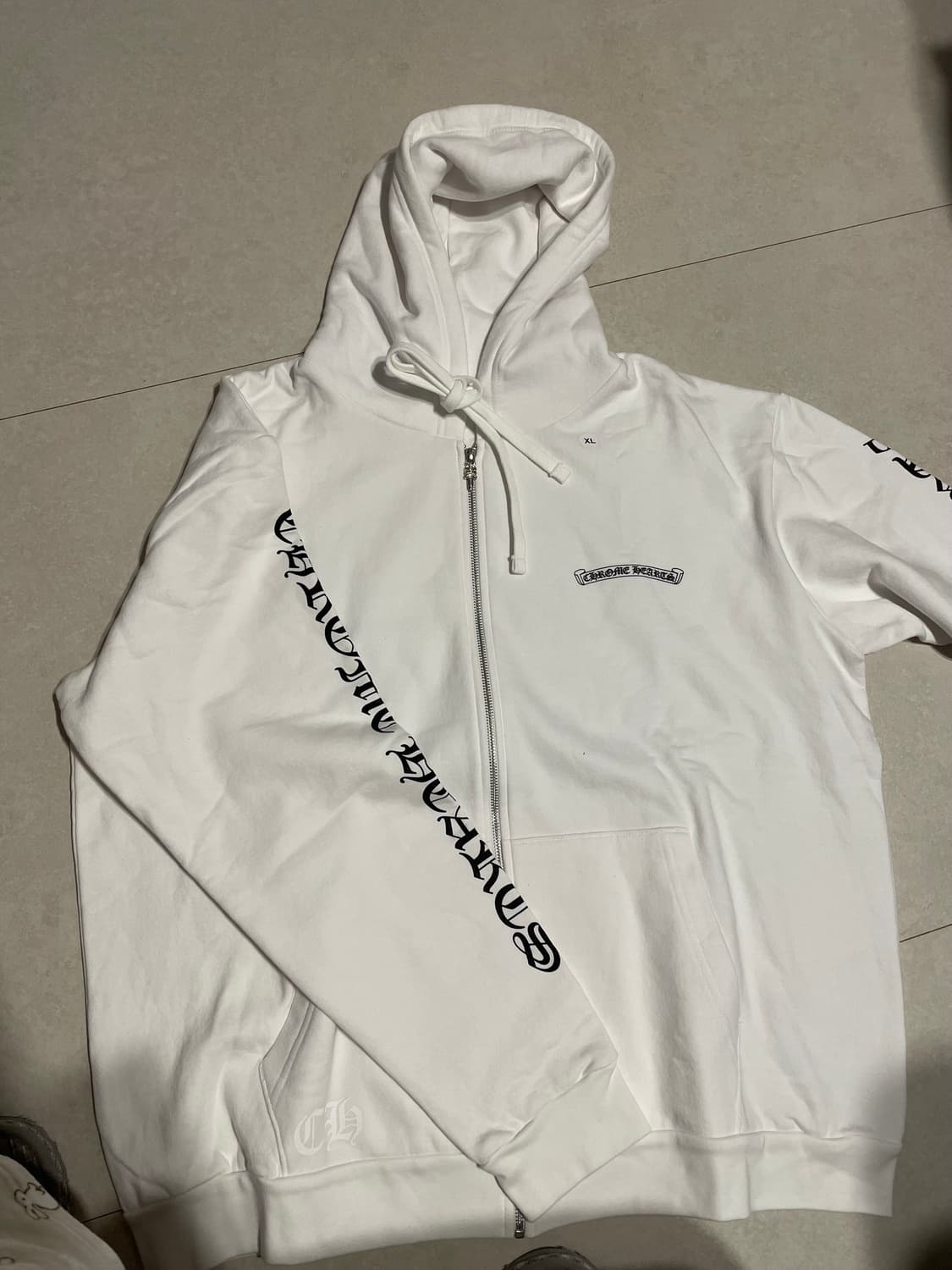 크롬하츠 스크롤라벨 후드집업 화이트 XL 상품이미지2
