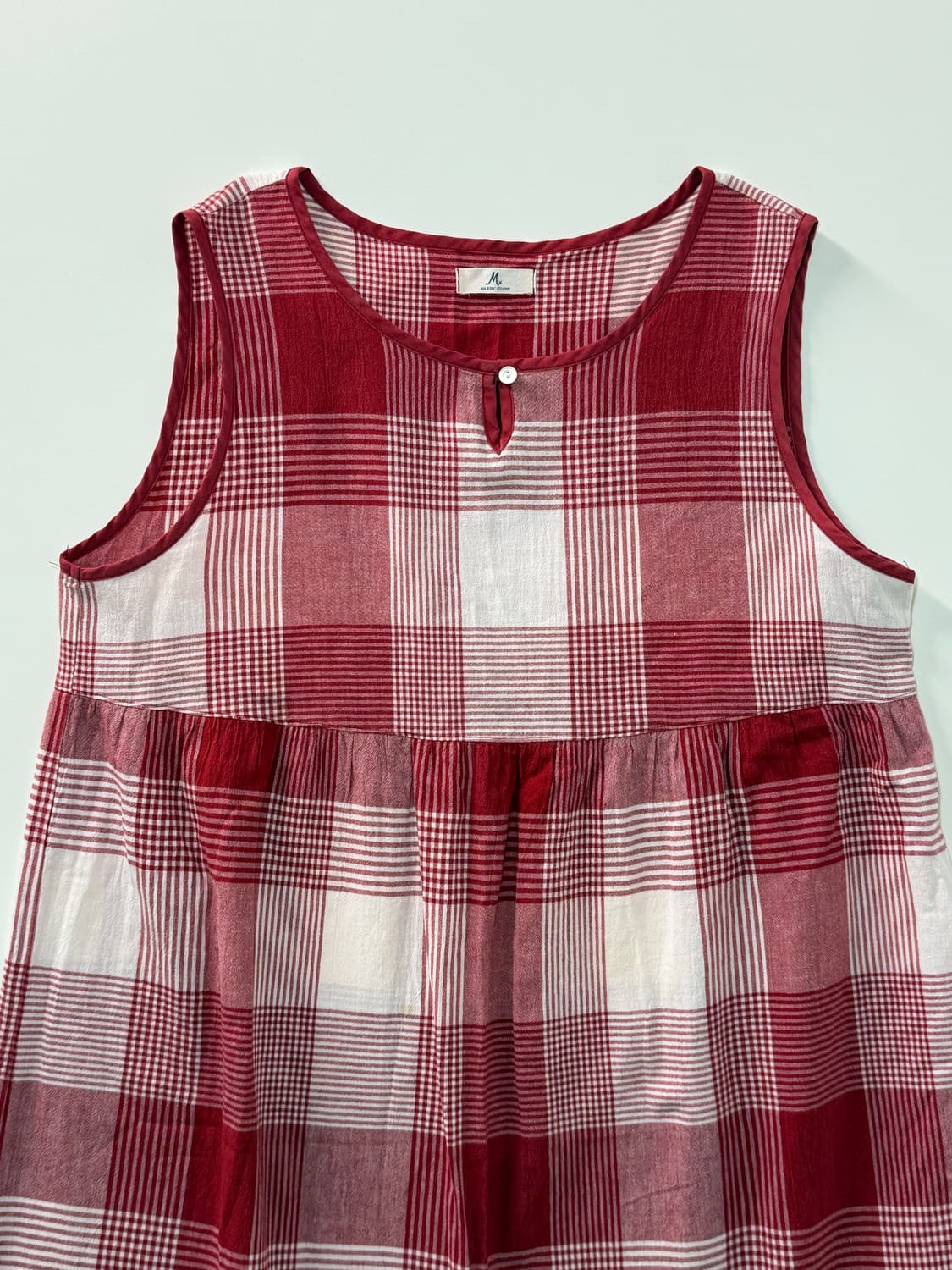 하구미 레이어드 레드체크 원피스 상품이미지3