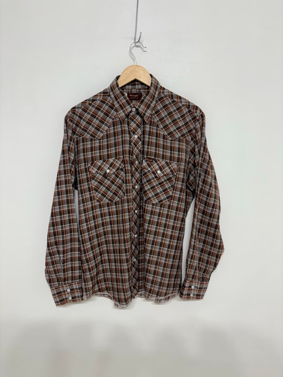 80's vtg Wrangler check Western shirt. 상품이미지1